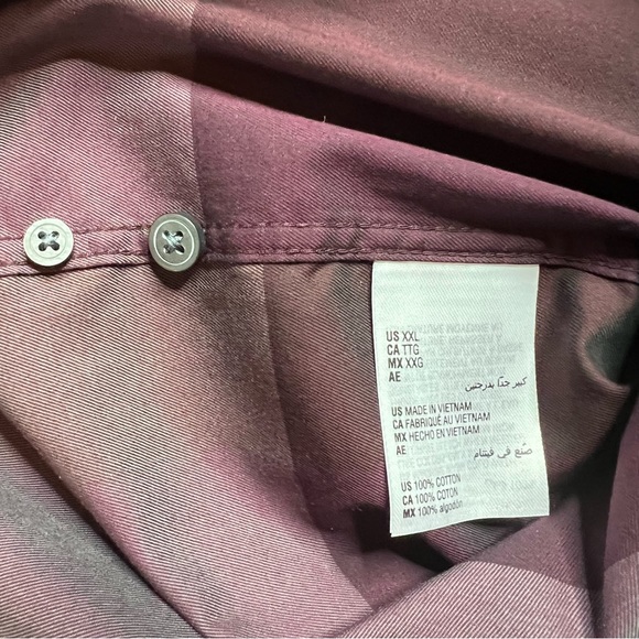 NWT Alfani Long Sleeve Plaid Burgundy Button Up Dress Shirt 2XL XXL - Picture 5 of 8